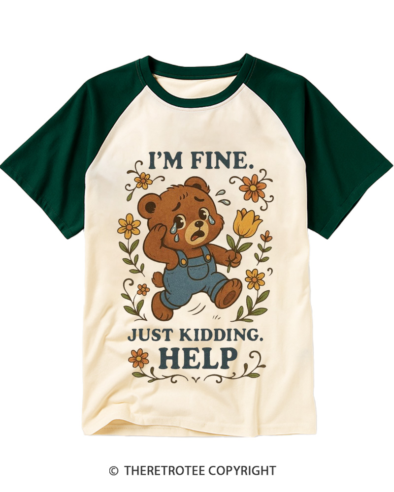TheRetroTee I’m Fine 1970s Raglan Baseball T-Shirt
