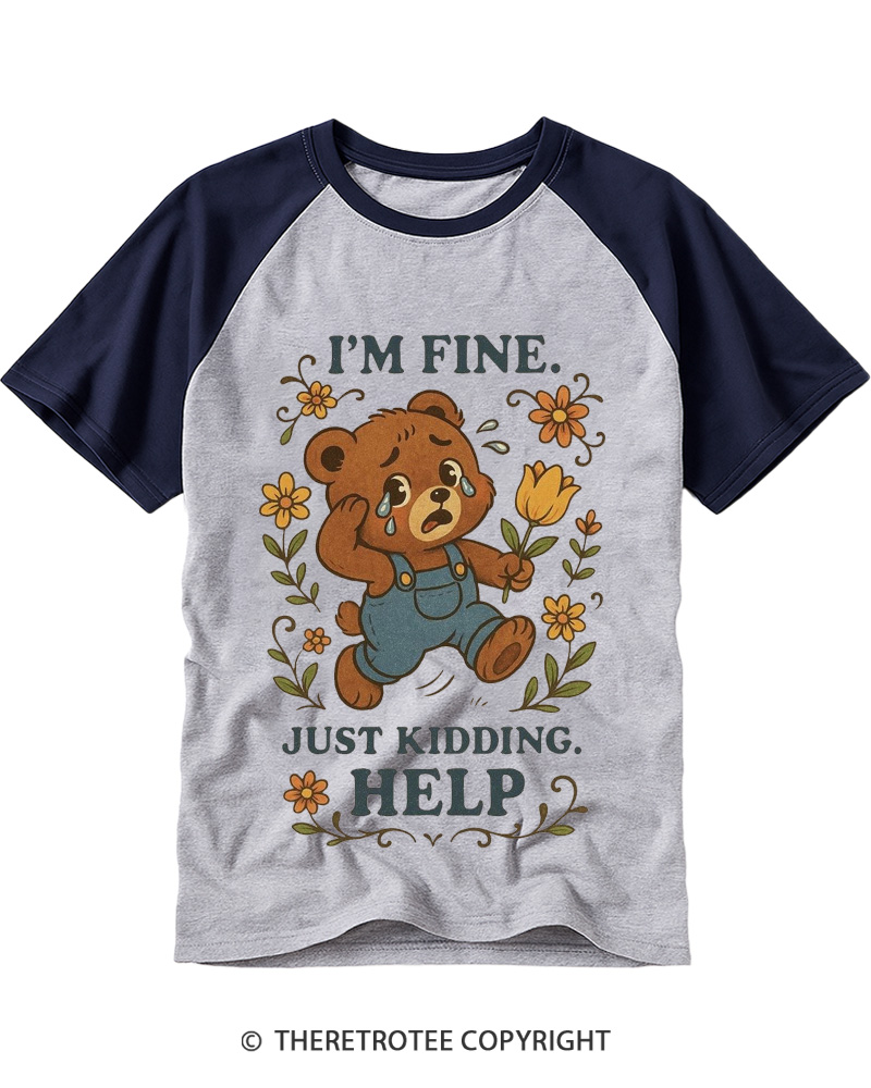 TheRetroTee I’m Fine 1970s Raglan Baseball T-Shirt