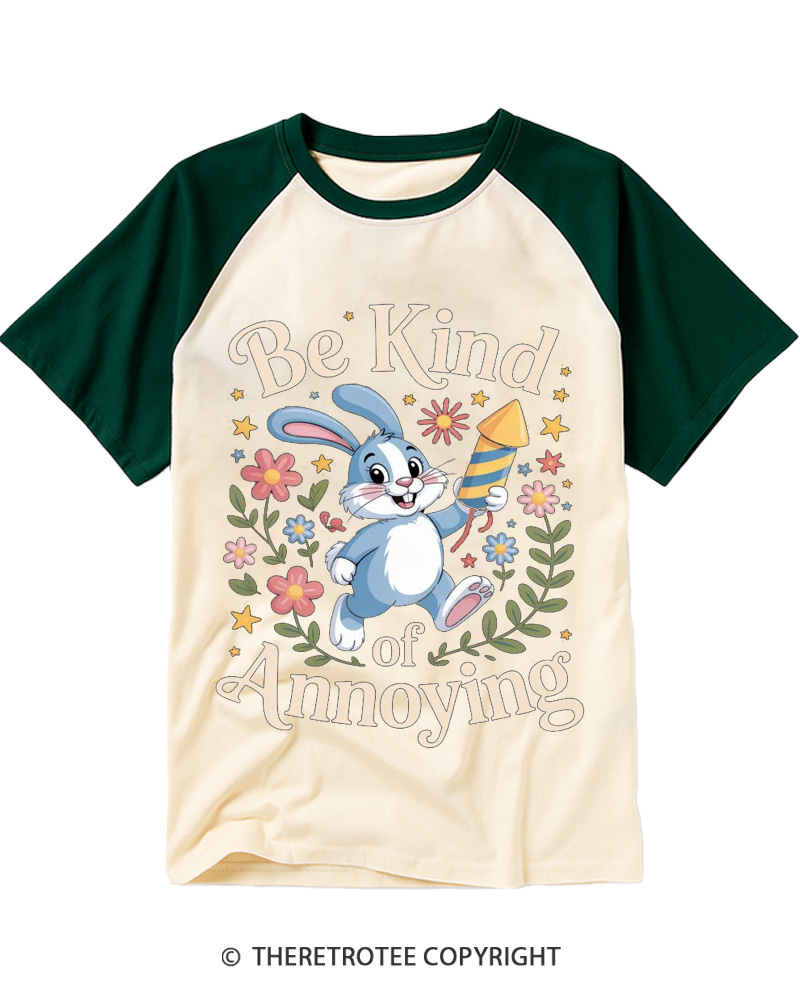 TheRetroTee Be Kind of Annoying 1950s Raglan Baseball T-Shirt