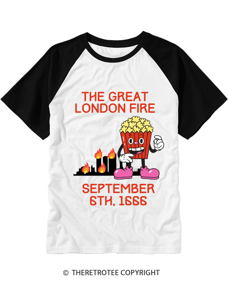 TheRetroTee The Great London Fire 1660s Raglan Baseball T-Shirt