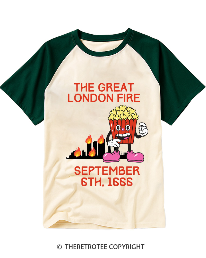 TheRetroTee The Great London Fire 1660s Raglan Baseball T-Shirt