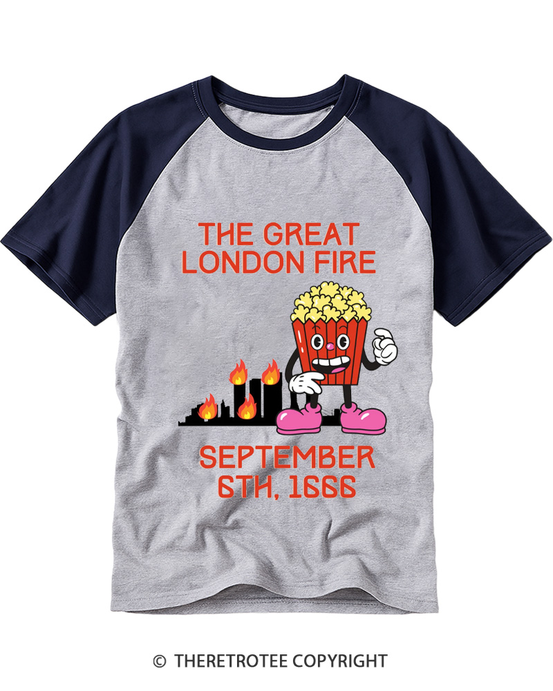TheRetroTee The Great London Fire 1660s Raglan Baseball T-Shirt