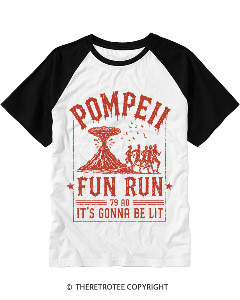 TheRetroTee Pompeii Fun Run 1660s Raglan Baseball T-Shirt
