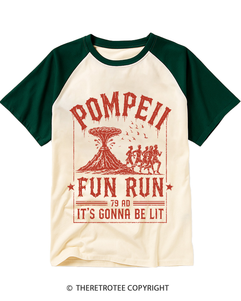 TheRetroTee Pompeii Fun Run 1660s Raglan Baseball T-Shirt