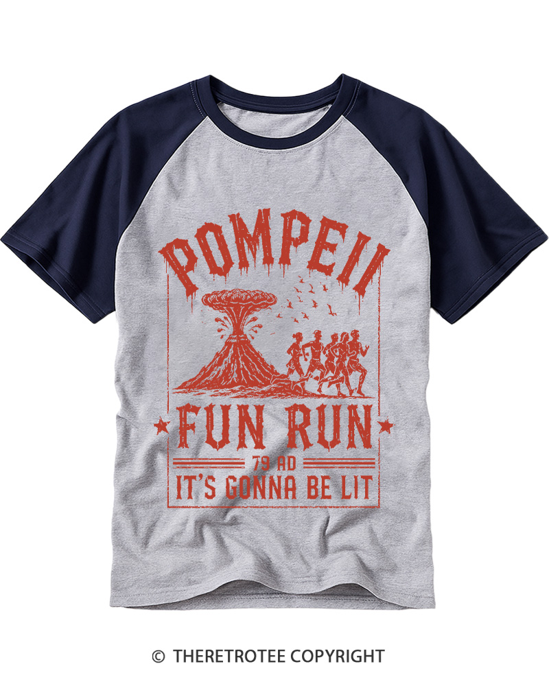 TheRetroTee Pompeii Fun Run 1660s Raglan Baseball T-Shirt