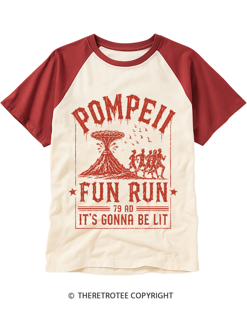 TheRetroTee Pompeii Fun Run 1660s Raglan Baseball T-Shirt