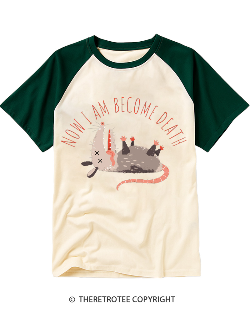 TheRetroTee Funny Possum “I Am Death” Raglan Baseball T-Shirt