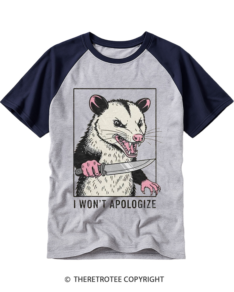 TheRetroTee I Won’t Apologize 1980s Raglan Baseball T-Shirt