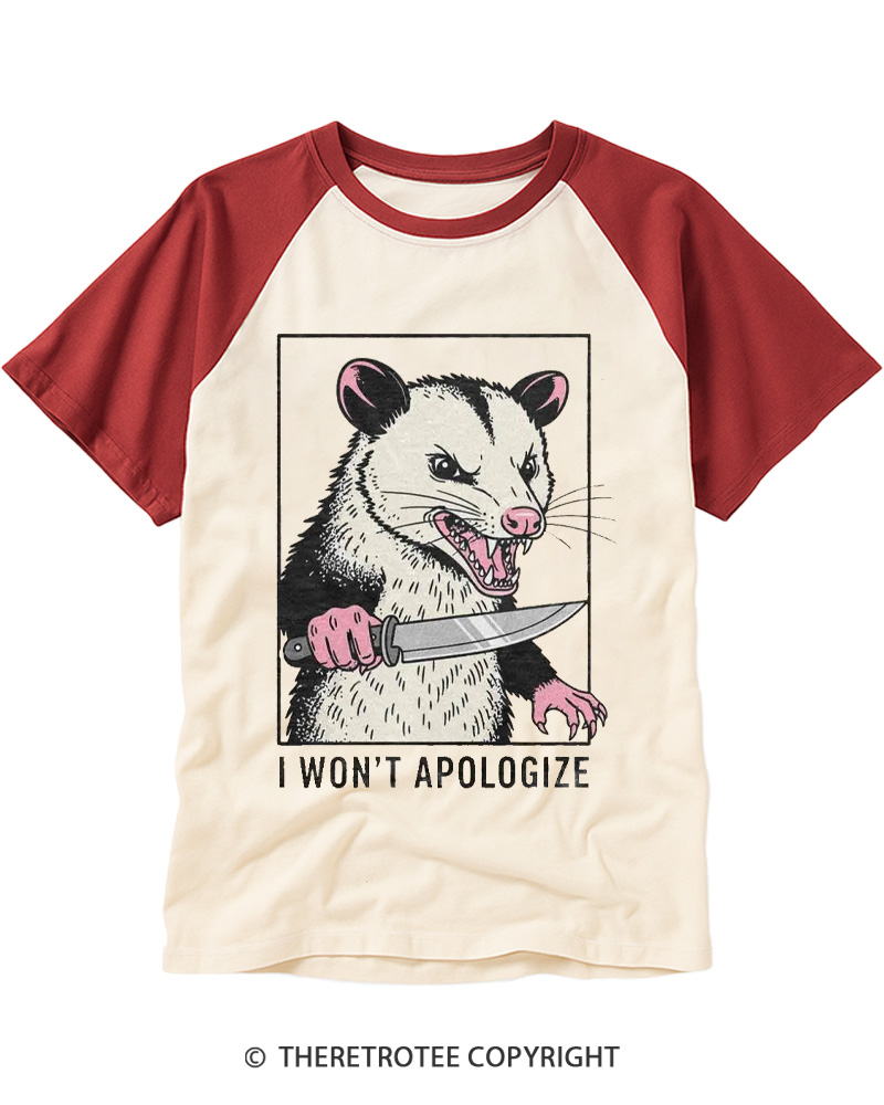 TheRetroTee I Won’t Apologize 1980s Raglan Baseball T-Shirt
