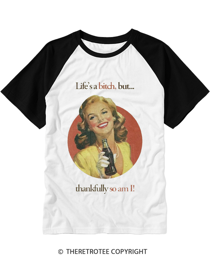 TheRetroTee Thankfully So Am I 1950s Raglan Baseball T-Shirt