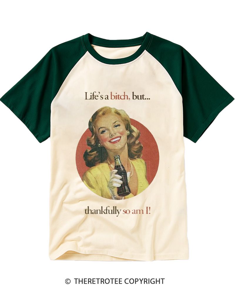 TheRetroTee Thankfully So Am I 1950s Raglan Baseball T-Shirt