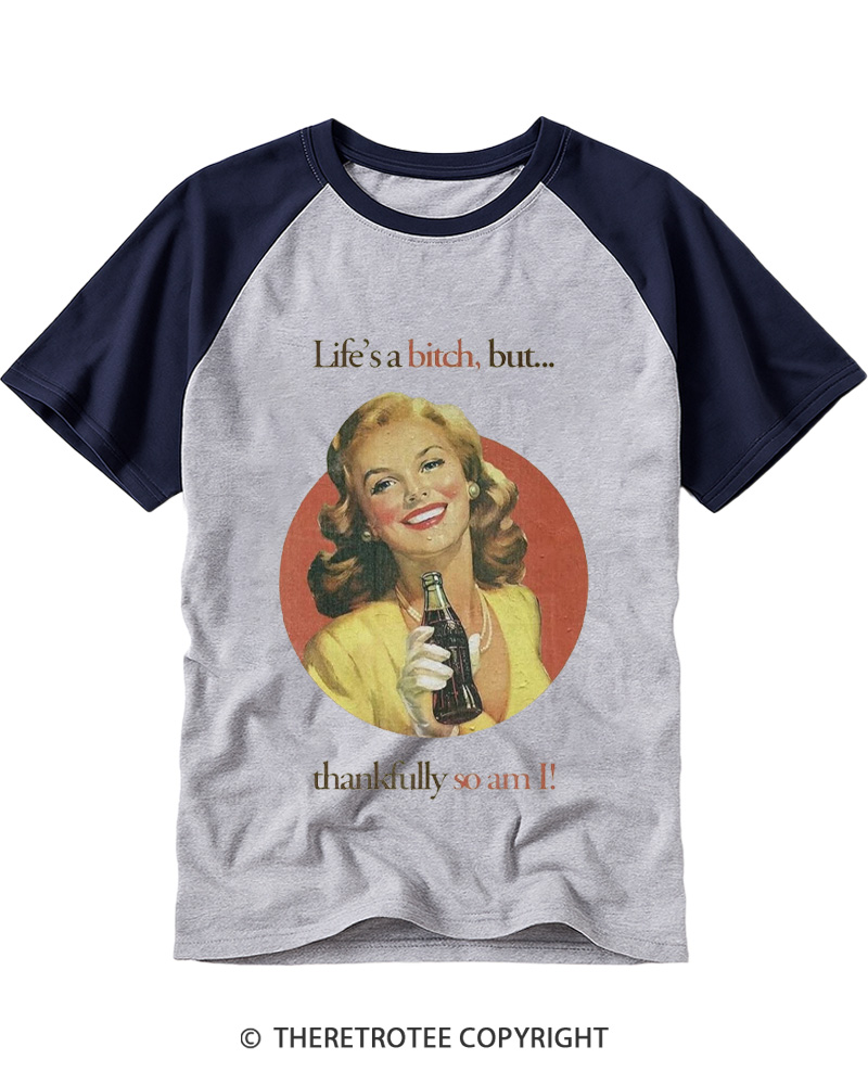 TheRetroTee Thankfully So Am I 1950s Raglan Baseball T-Shirt