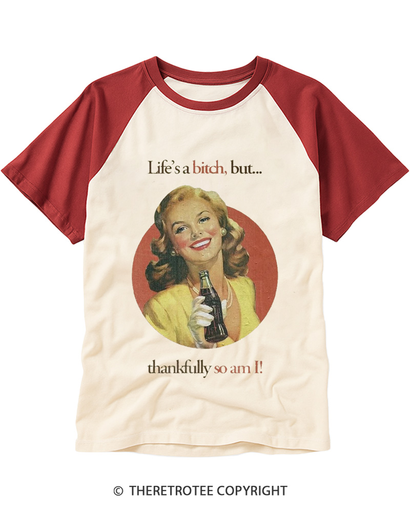 TheRetroTee Thankfully So Am I 1950s Raglan Baseball T-Shirt