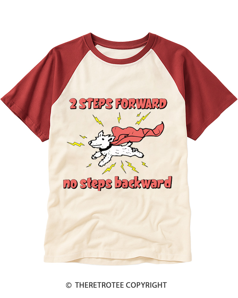 TheRetroTee No Steps Backward 1970s Raglan Baseball T-Shirt