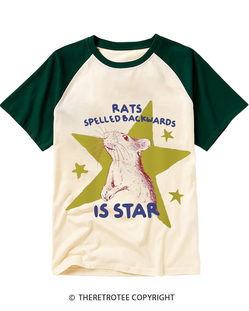 TheRetroTee Rats Spelled Backwards is Star 1990s Raglan Baseball T-Shirt
