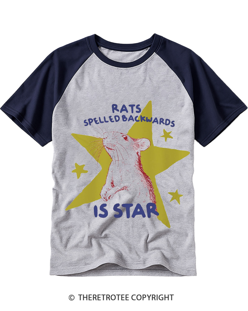 TheRetroTee Rats Spelled Backwards is Star 1990s Raglan Baseball T-Shirt