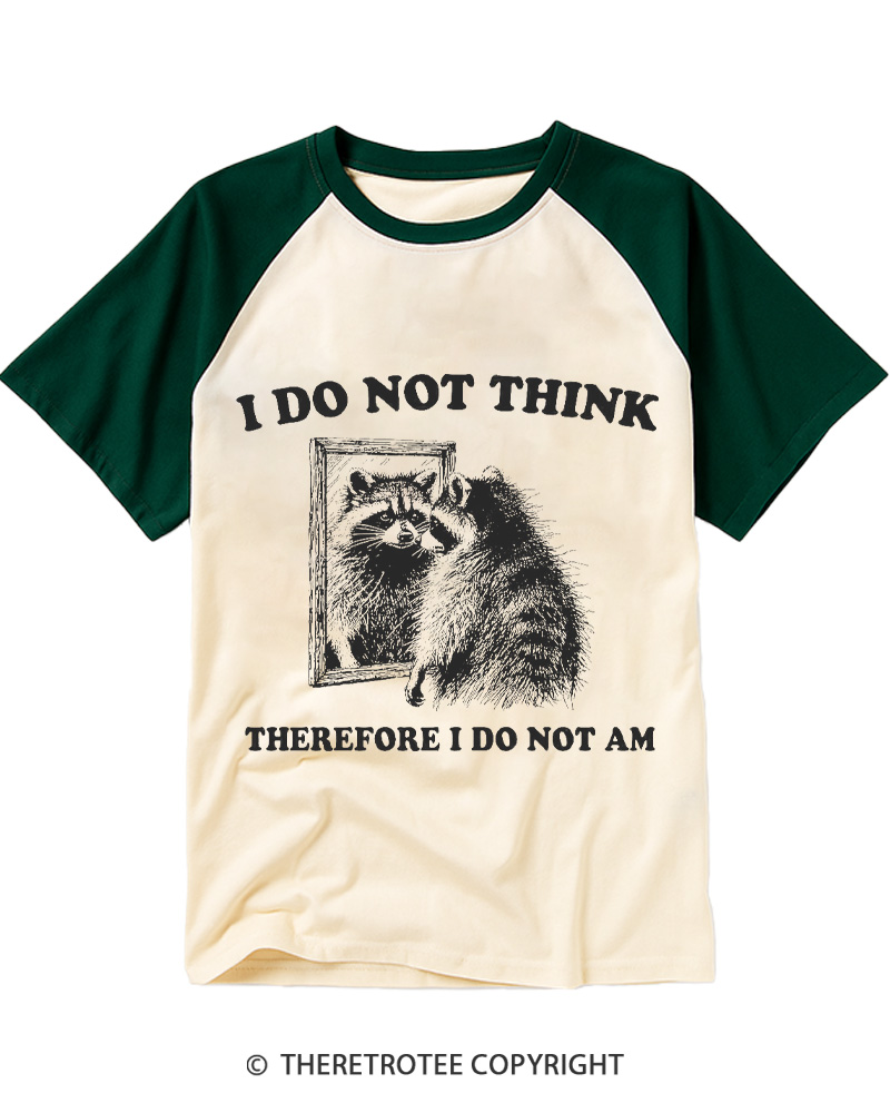 TheRetroTee I Do Not Think Silly Raccoon 1980s Raglan Baseball T-Shirt