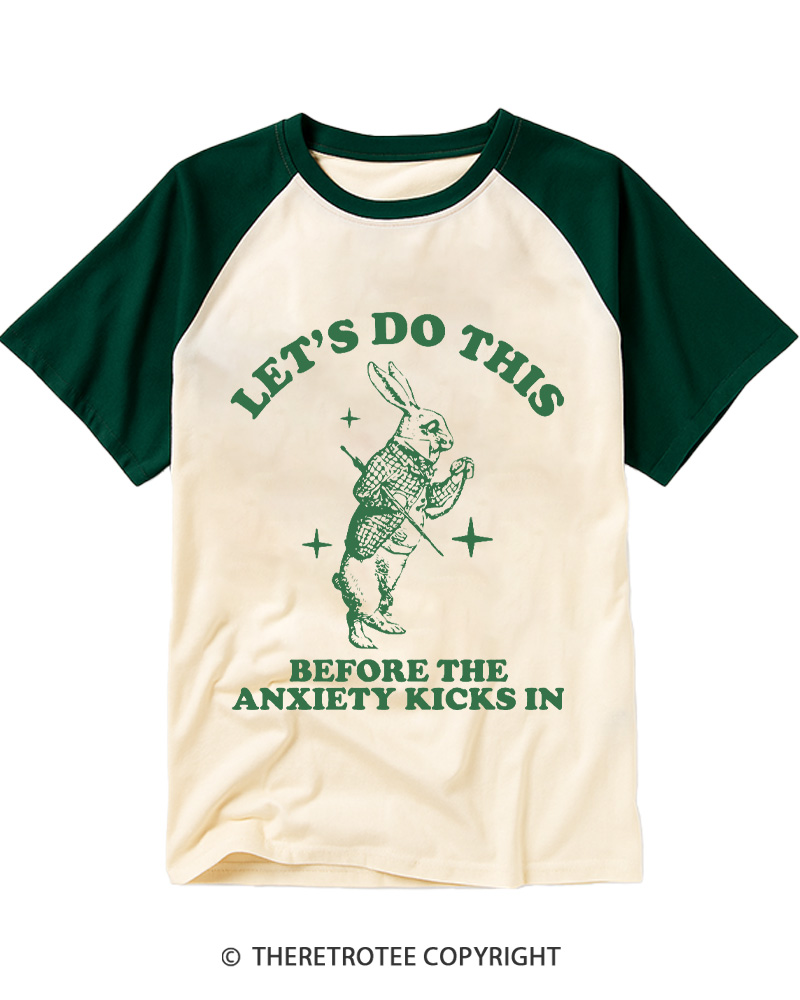 TheRetroTee Let's Do This Before Anxiety kicks In Rabbit Raglan Baseball T-Shirt