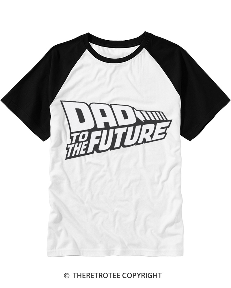 TheRetroTee Dad to the Future 1980s Raglan Baseball T-Shirt