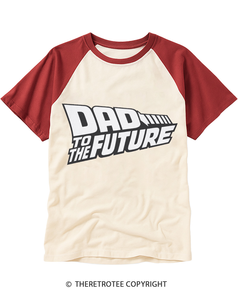 TheRetroTee Dad to the Future 1980s Raglan Baseball T-Shirt