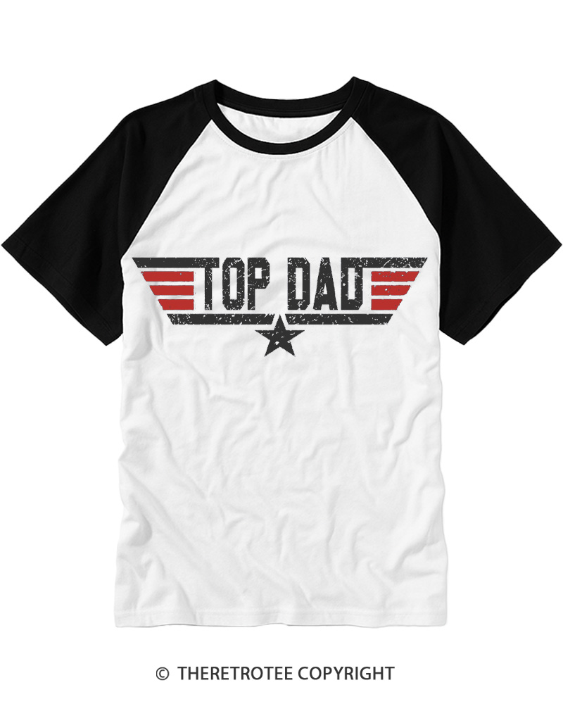 TheRetroTee Top Dad 1980s Raglan Baseball T-Shirt