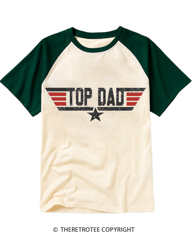 TheRetroTee Top Dad 1980s Raglan Baseball T-Shirt