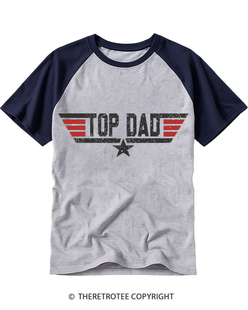 TheRetroTee Top Dad 1980s Raglan Baseball T-Shirt