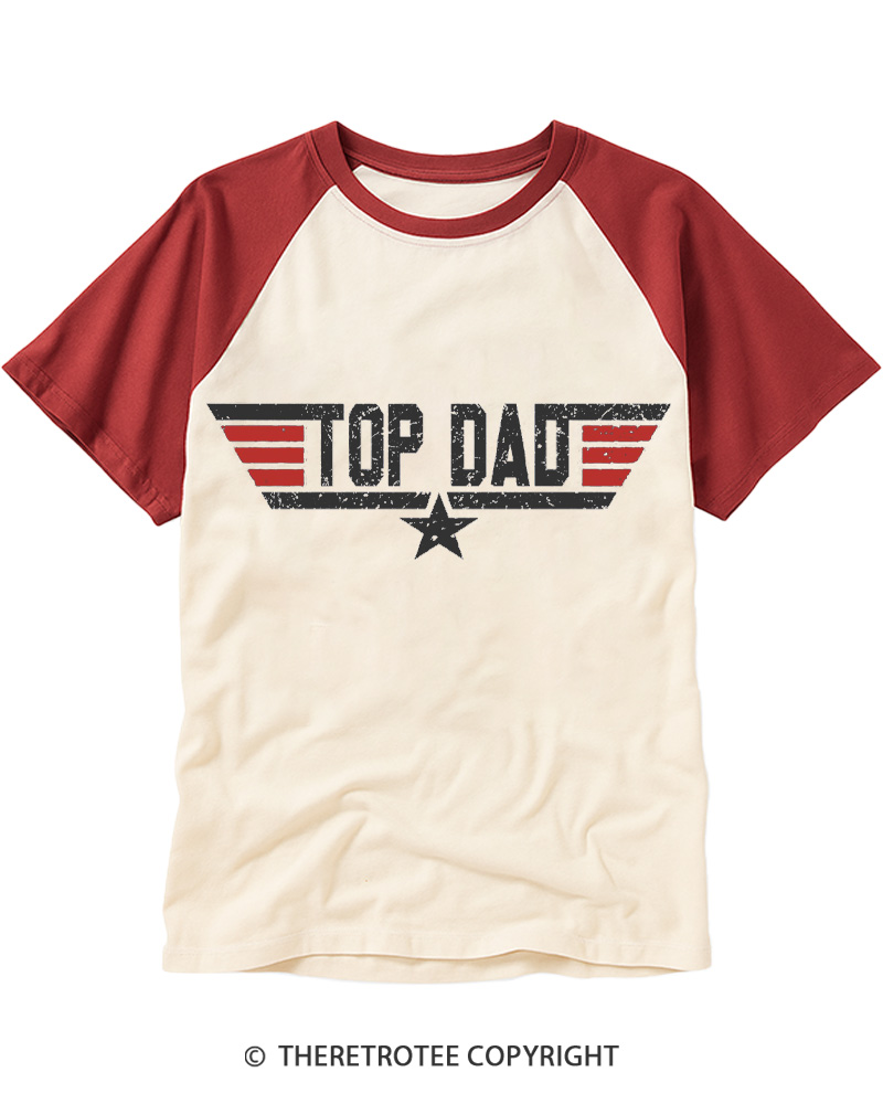 TheRetroTee Top Dad 1980s Raglan Baseball T-Shirt