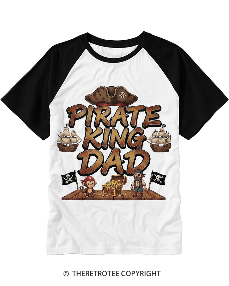 TheRetroTee Pirate King Dad 1990s Raglan Baseball T-Shirt