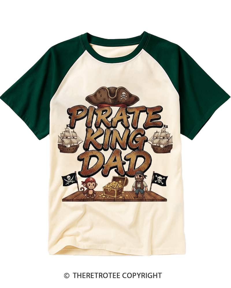 TheRetroTee Pirate King Dad 1990s Raglan Baseball T-Shirt