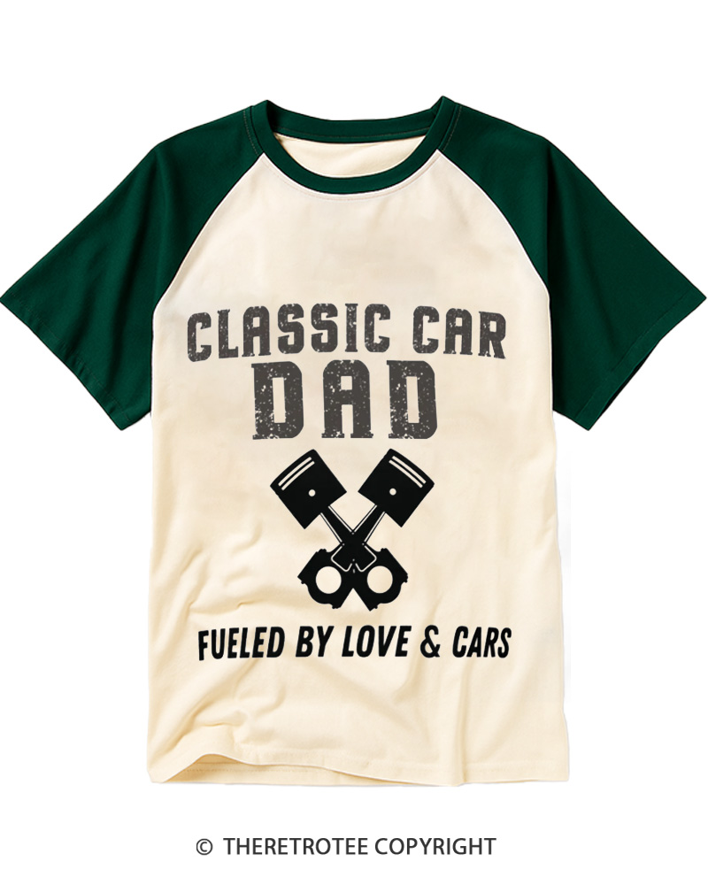 TheRetroTee Classic Car Dad 1970s Raglan Baseball T-Shirt