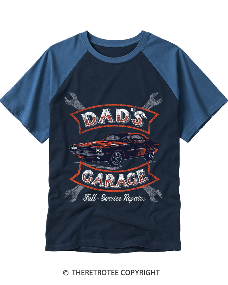TheRetroTee Dad’s Garage 1970s Raglan Baseball T-Shirt