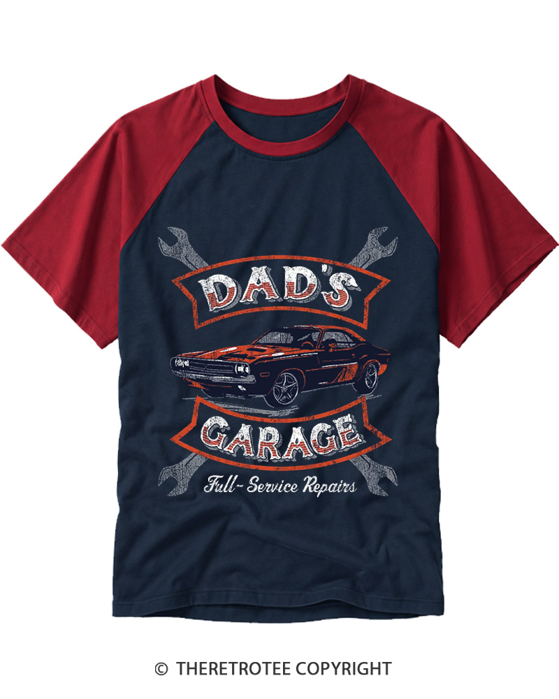 TheRetroTee Dad’s Garage 1970s Raglan Baseball T-Shirt