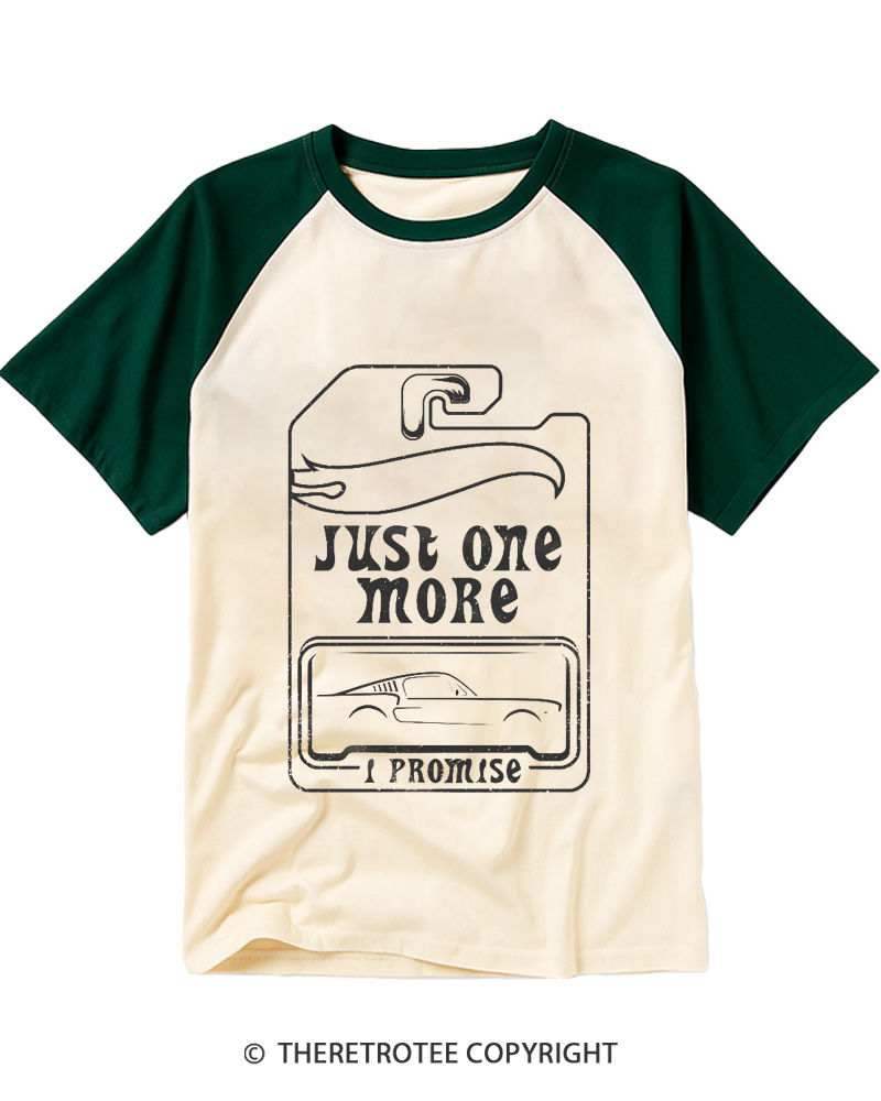 TheRetroTee Just One More Car 1980s Raglan Baseball T-Shirt