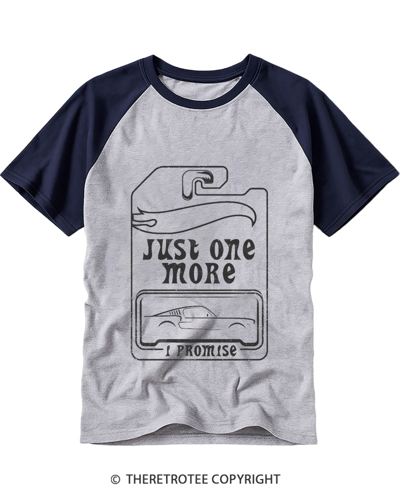TheRetroTee Just One More Car 1980s Raglan Baseball T-Shirt