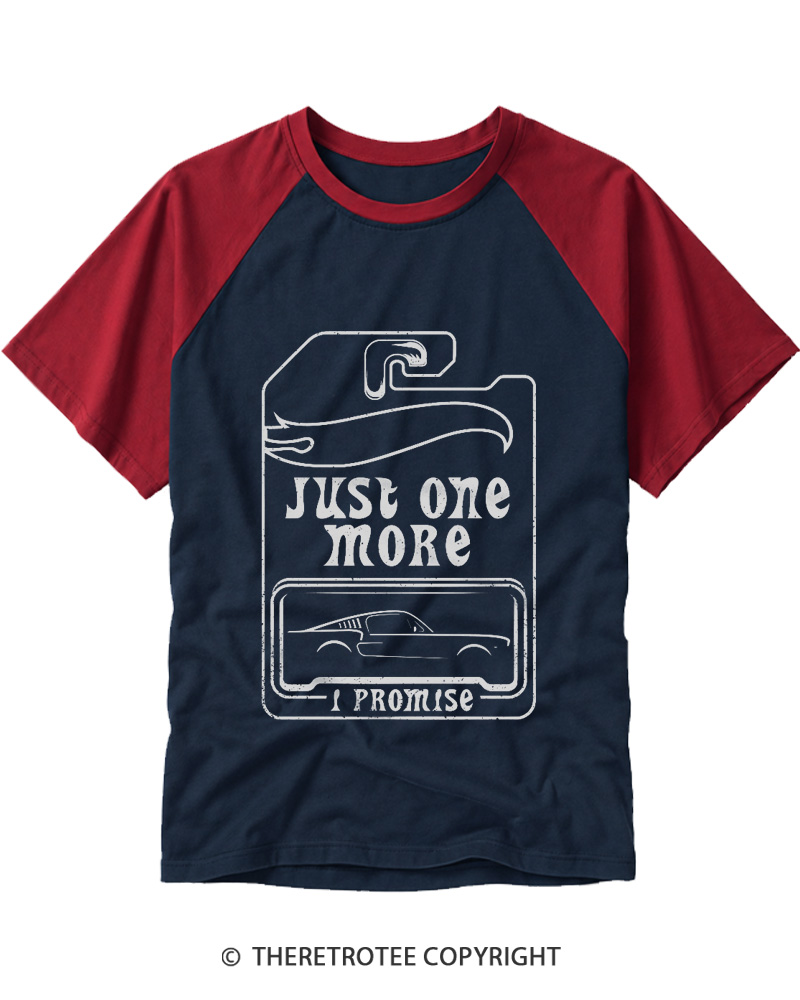 TheRetroTee Just One More Car 1980s Raglan Baseball T-Shirt