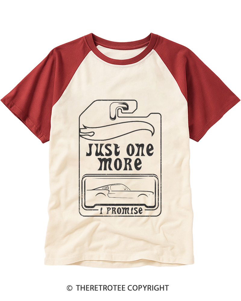 TheRetroTee Just One More Car 1980s Raglan Baseball T-Shirt