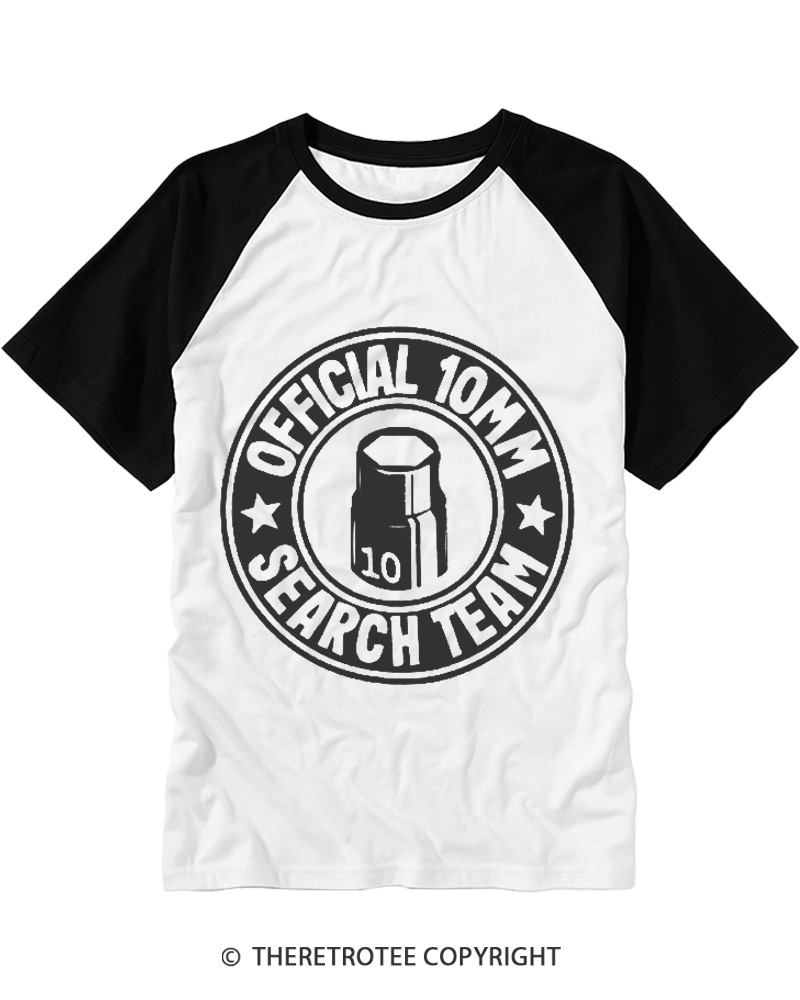 TheRetroTee Official 10MM Search Team 1980s Raglan Baseball T-Shirt