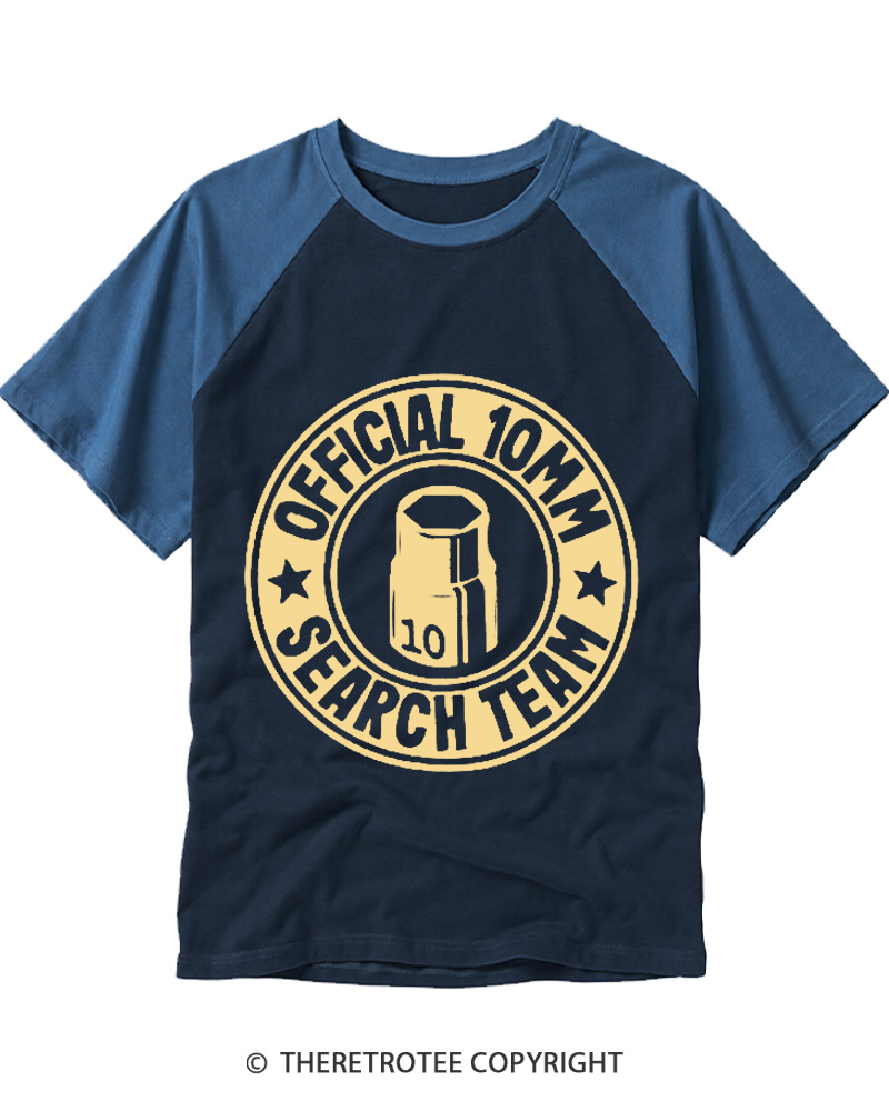 TheRetroTee Official 10MM Search Team 1980s Raglan Baseball T-Shirt