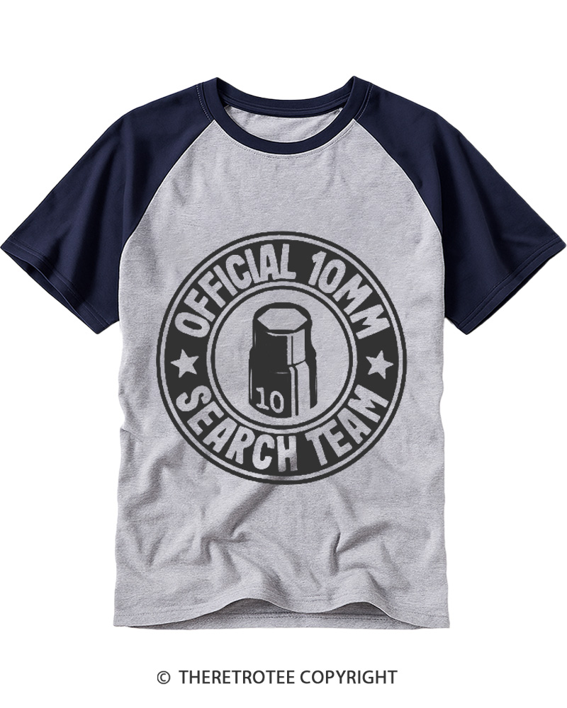 TheRetroTee Official 10MM Search Team 1980s Raglan Baseball T-Shirt