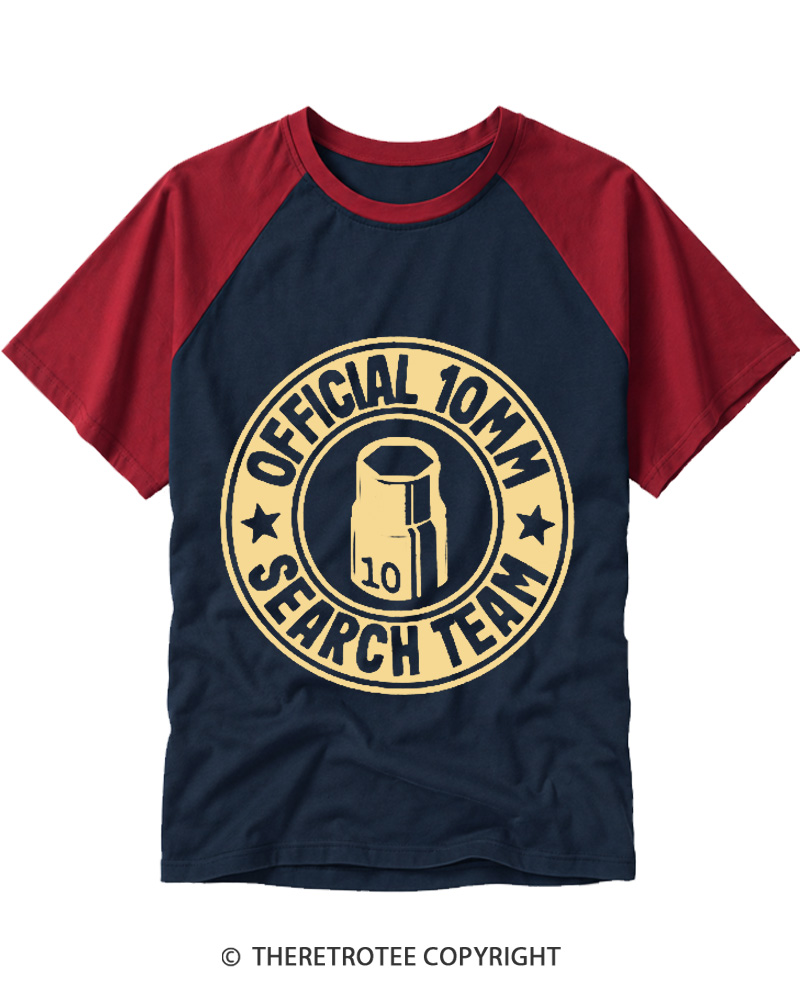 TheRetroTee Official 10MM Search Team 1980s Raglan Baseball T-Shirt