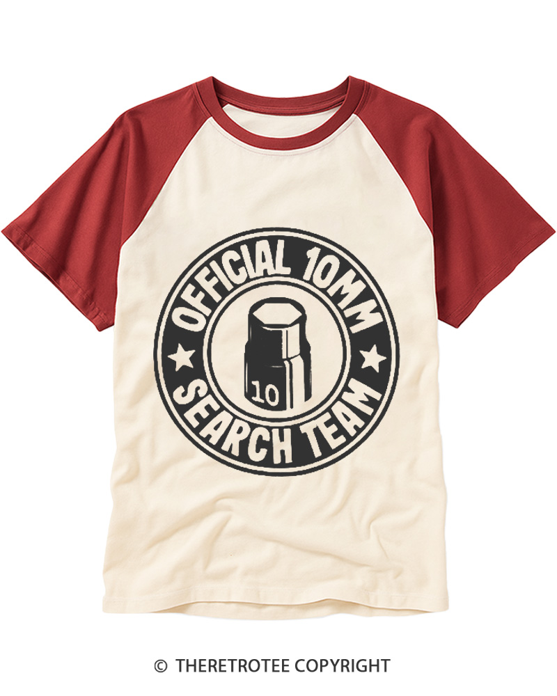 TheRetroTee Official 10MM Search Team 1980s Raglan Baseball T-Shirt