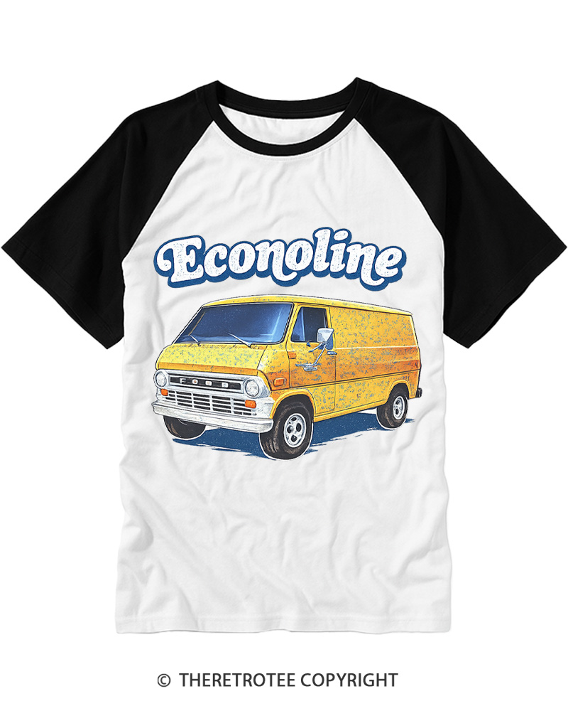TheRetroTee 1970s Econoline Van Raglan Baseball T-Shirt