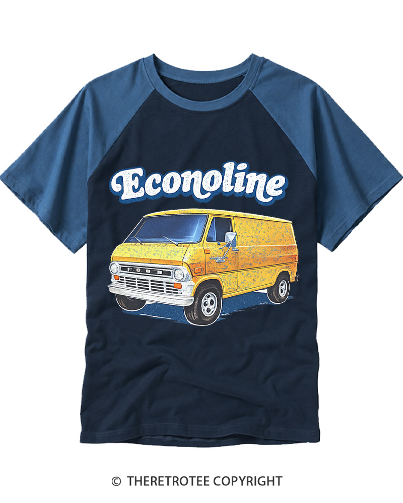 TheRetroTee 1970s Econoline Van Raglan Baseball T-Shirt