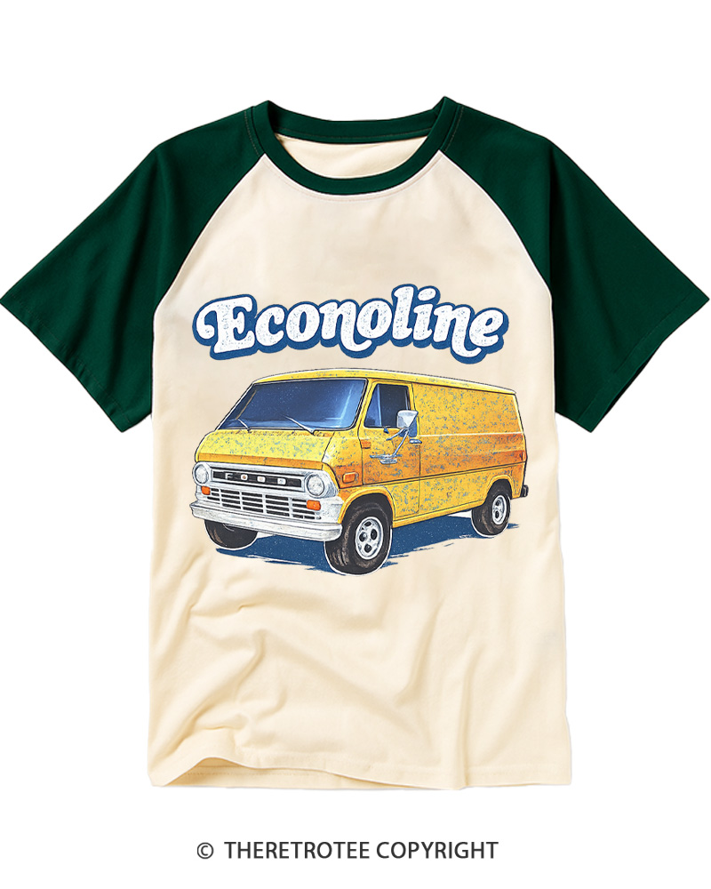 TheRetroTee 1970s Econoline Van Raglan Baseball T-Shirt