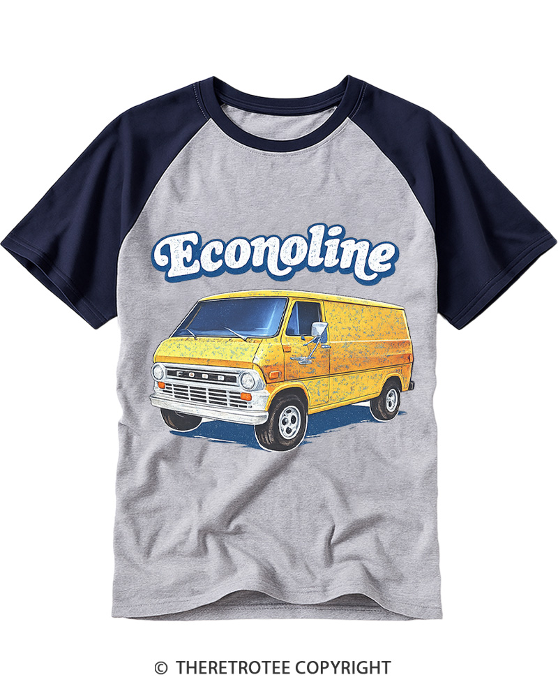 TheRetroTee 1970s Econoline Van Raglan Baseball T-Shirt