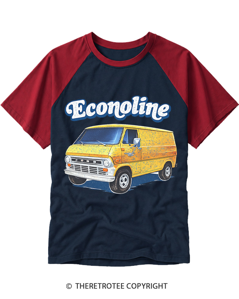 TheRetroTee 1970s Econoline Van Raglan Baseball T-Shirt