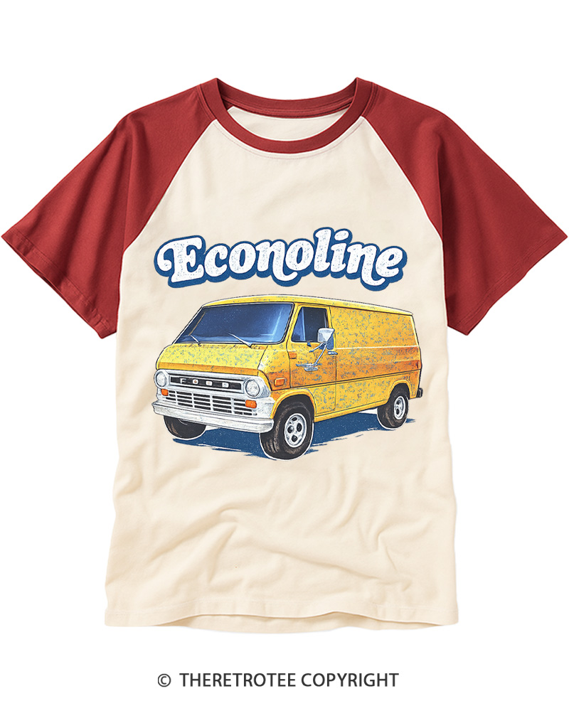 TheRetroTee 1970s Econoline Van Raglan Baseball T-Shirt