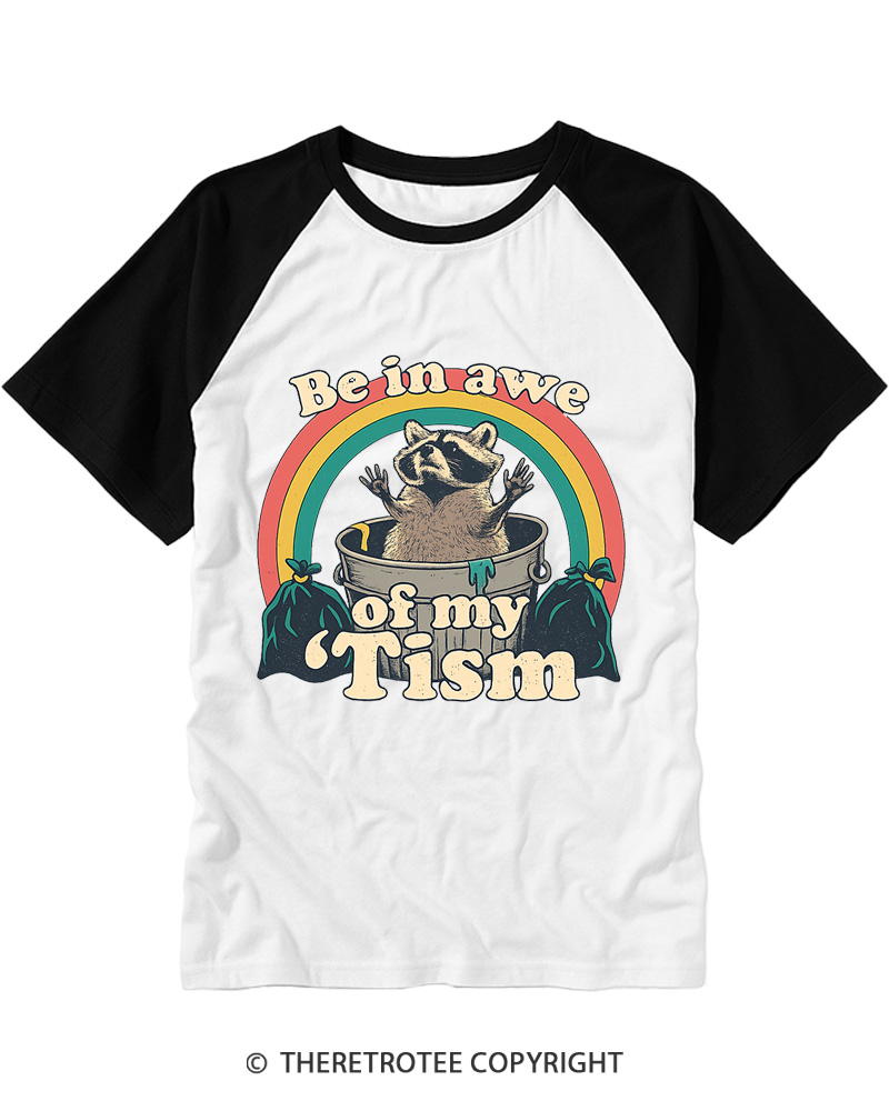 TheRetroTee Trash Raccoon 1970s Raglan Baseball T-Shirt