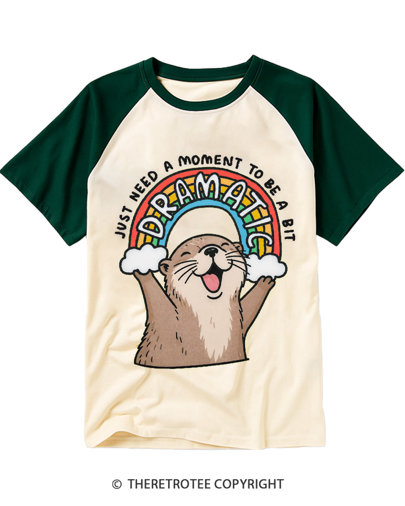 TheRetroTee Just Need A Moment To Be A Dramatic 1970s Raglan Baseball T-Shirt